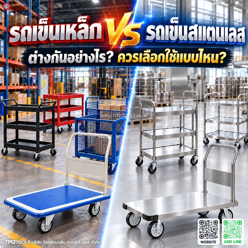 TPQTOOLS บริษัท ไทยพัฒนสิน ควอลิตี้ ทูลส์ จำกัด ตัวแทนจำหน่าย JUMBO, SANKI, HEAVY, OKURA, STANLEY รถเข็นอุตสาหกรรม รถเข็นของ รถเข็นเหล็ก รถเข็นพื้นเรียบ รถเข็น 2 ล้อ รถเข็นพับได้ รถเข็นงานหนัก รถเข็นอเนกประสงค์