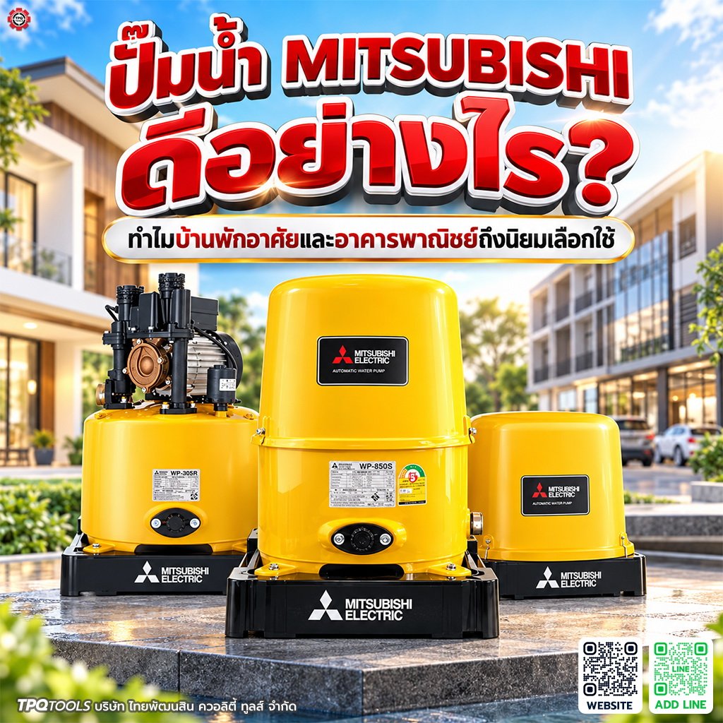 ปั๊มน้ำ MITSUBISHI ดีไหม? ทำไมบ้านพักอาศัยและอาคารพาณิชย์นิยมใช้ พร้อมวิธีเลือก