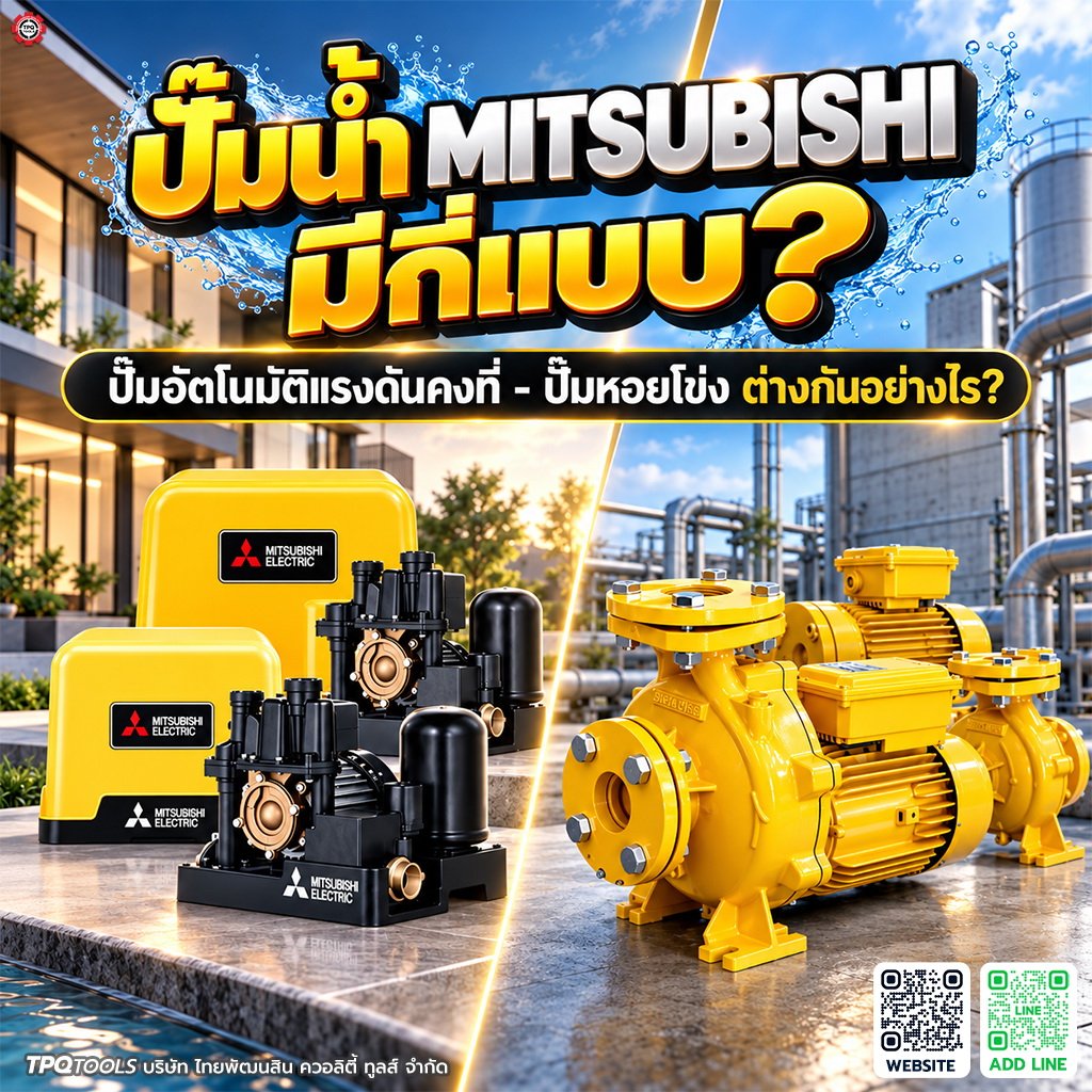 ปั๊มน้ำ MITSUBISHI มีกี่แบบ? ปั๊มอัตโนมัติ แรงดันคงที่ ปั๊มหอยโข่ง เลือกแบบไหนดี