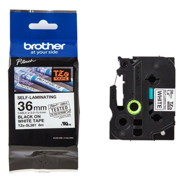 Brother TZE-SL261 เทปพิมพ์อักษรสำหรับติดสายแบบ Self Laminated ขนาด 36 มม. (ดำ/ขาว)  แบบเคลือบพลาสติก ของแท้ รับประกันศูนย์
