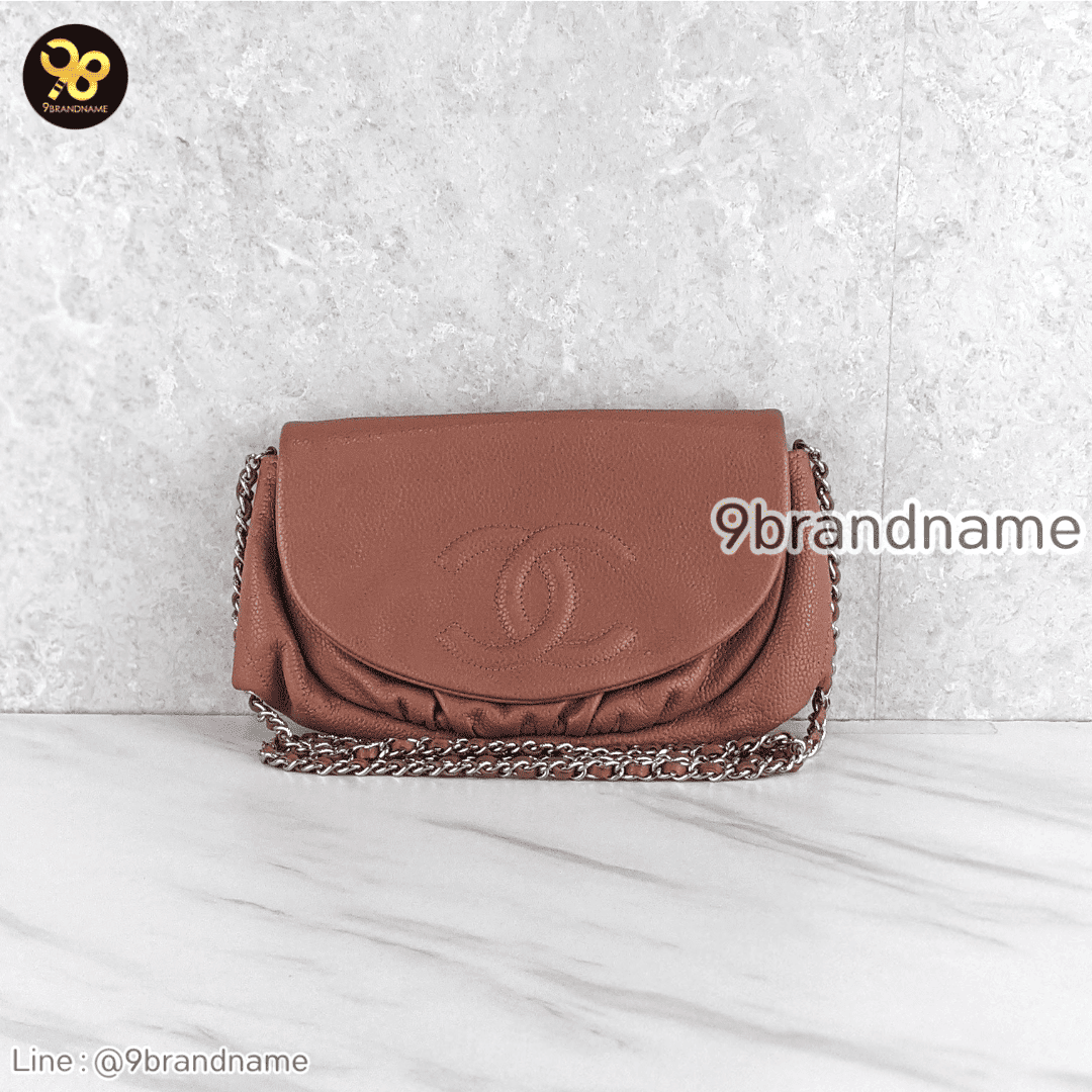 Chanel Caviar Half Moon Wallet On Chain WOC Coral