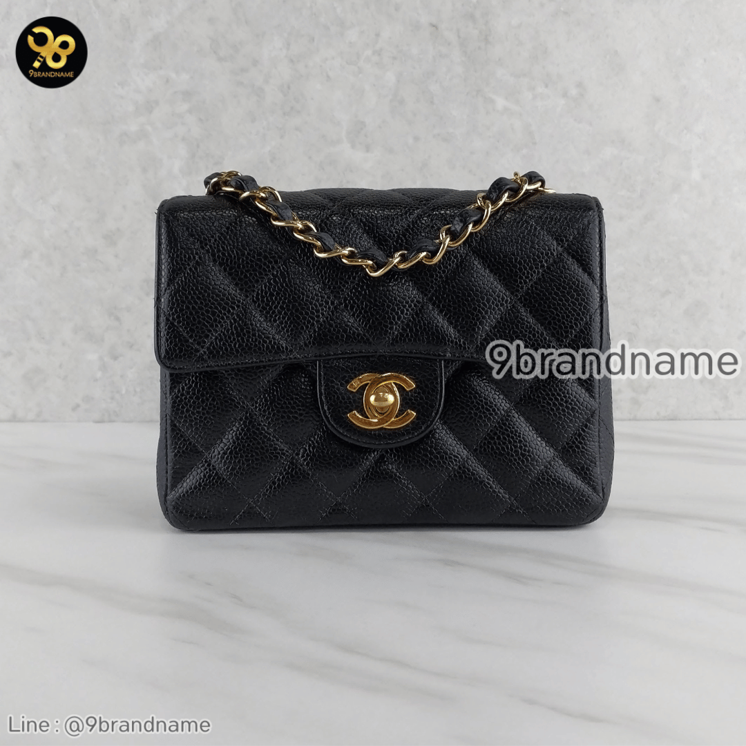 Chanel Classic Flap Mini Square Chain Shoulder bag black Caviar