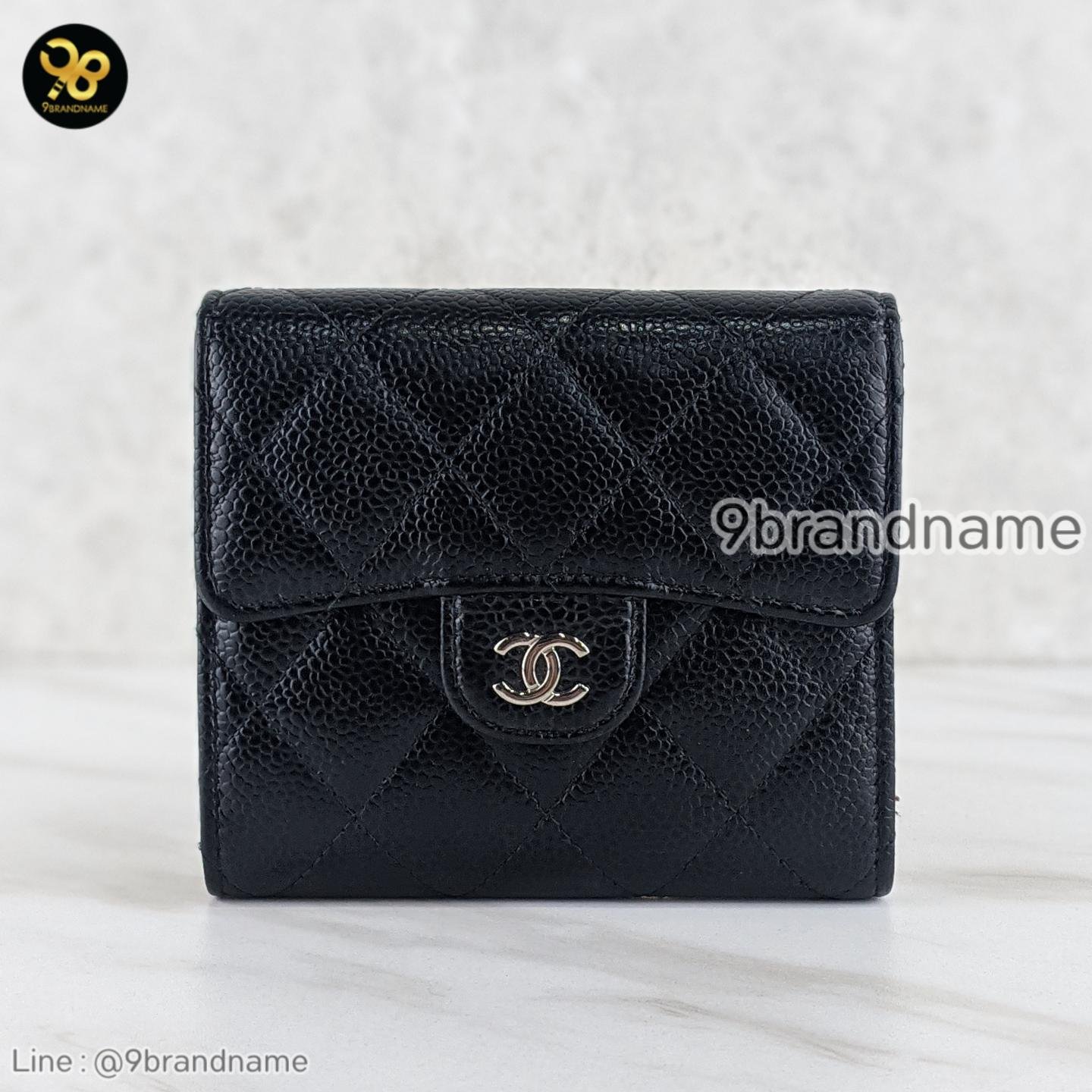 Chanel Tri-Fold Wallet Short in black caviar