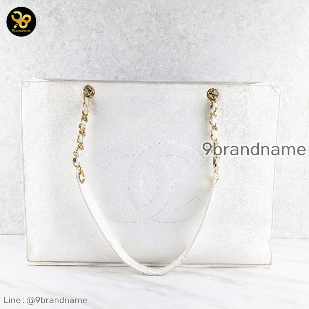 Chanel Vintage white Tote Caviar GHW