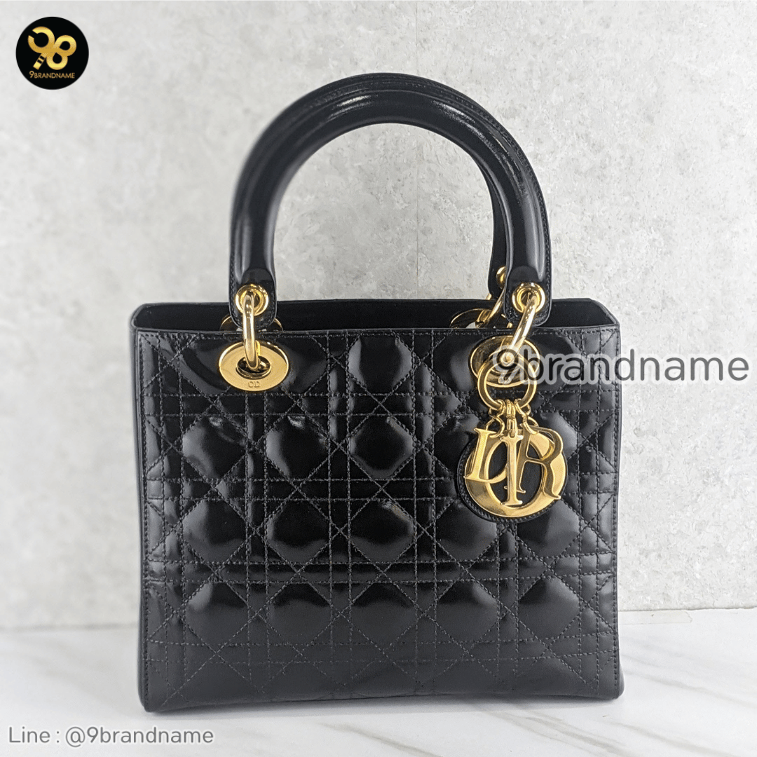 Christian Dior Lady Patent Light Beige GHW 10 Vintage