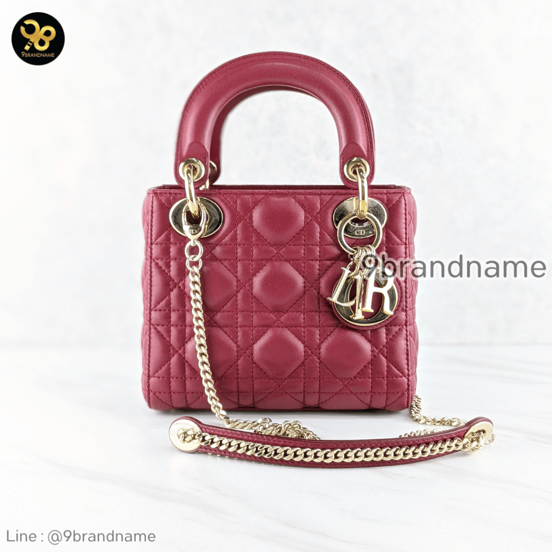 Christian Dior	Mini Lady Dior Burgundy Lambskin Cannage