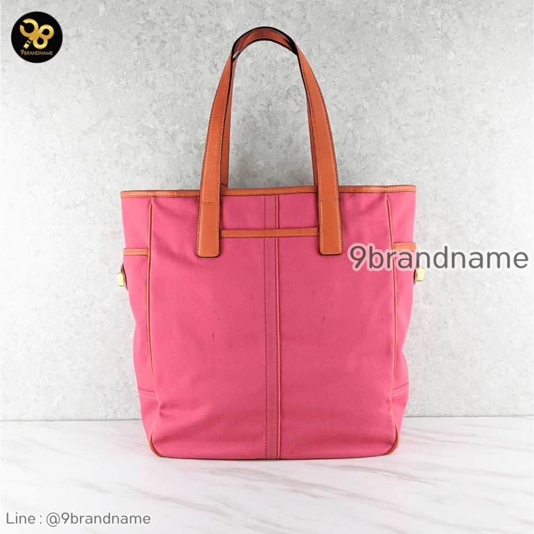 Coach Bonnie Cashin Fuchsia Orange Canvas Tote Cash Carry 13379