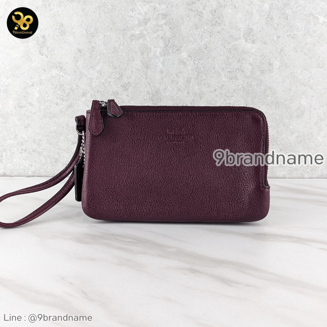 Coach F66505 Pebble Leather Double Corner Zip Wristlet