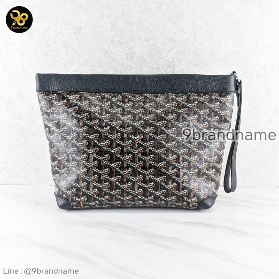 Goyard Conti Pouch Goyardine Canvas, Chevroches Calfskin • Black