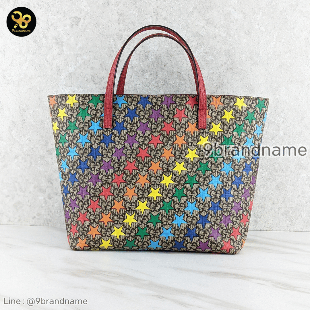 Gucci Children's Rainbow Star Supreme Canvas Tote Bag Multicolor