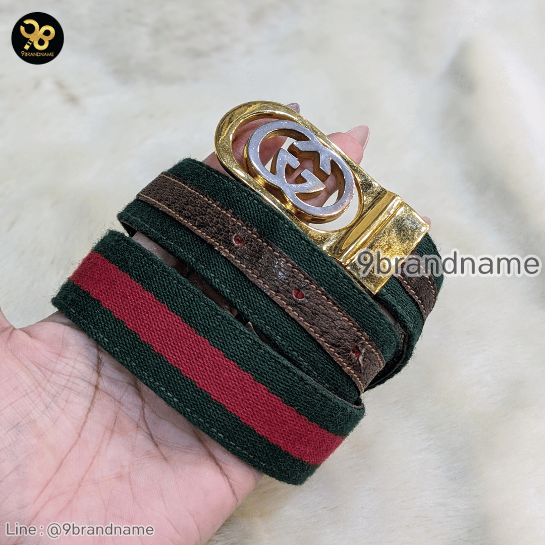 Gucci Vintage GG Logo Buckle Leather Belt