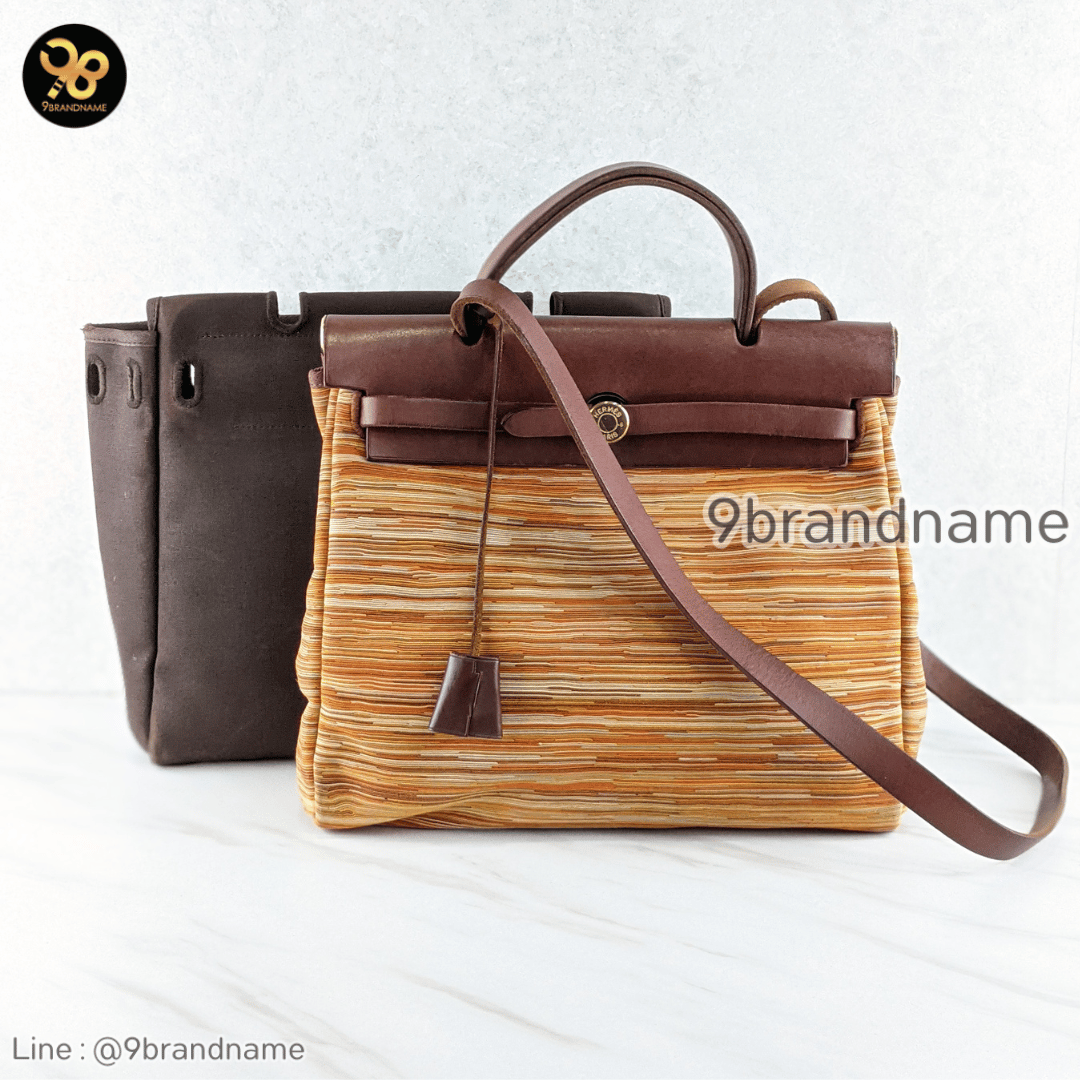 Hermes Vibrato Herbag 31 Leather Orange Multicolor