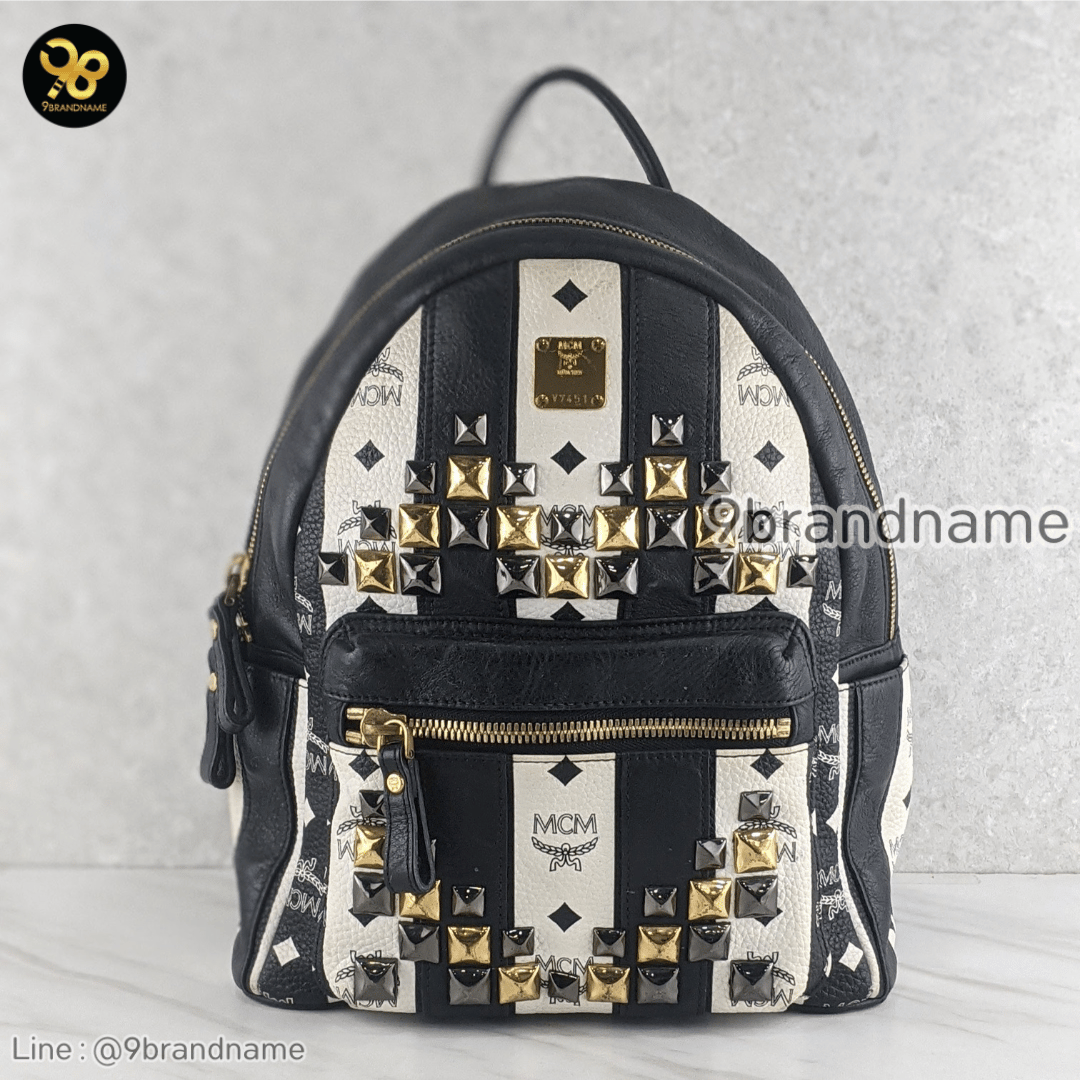 MCM Striped Visetos Stark Backpack Black