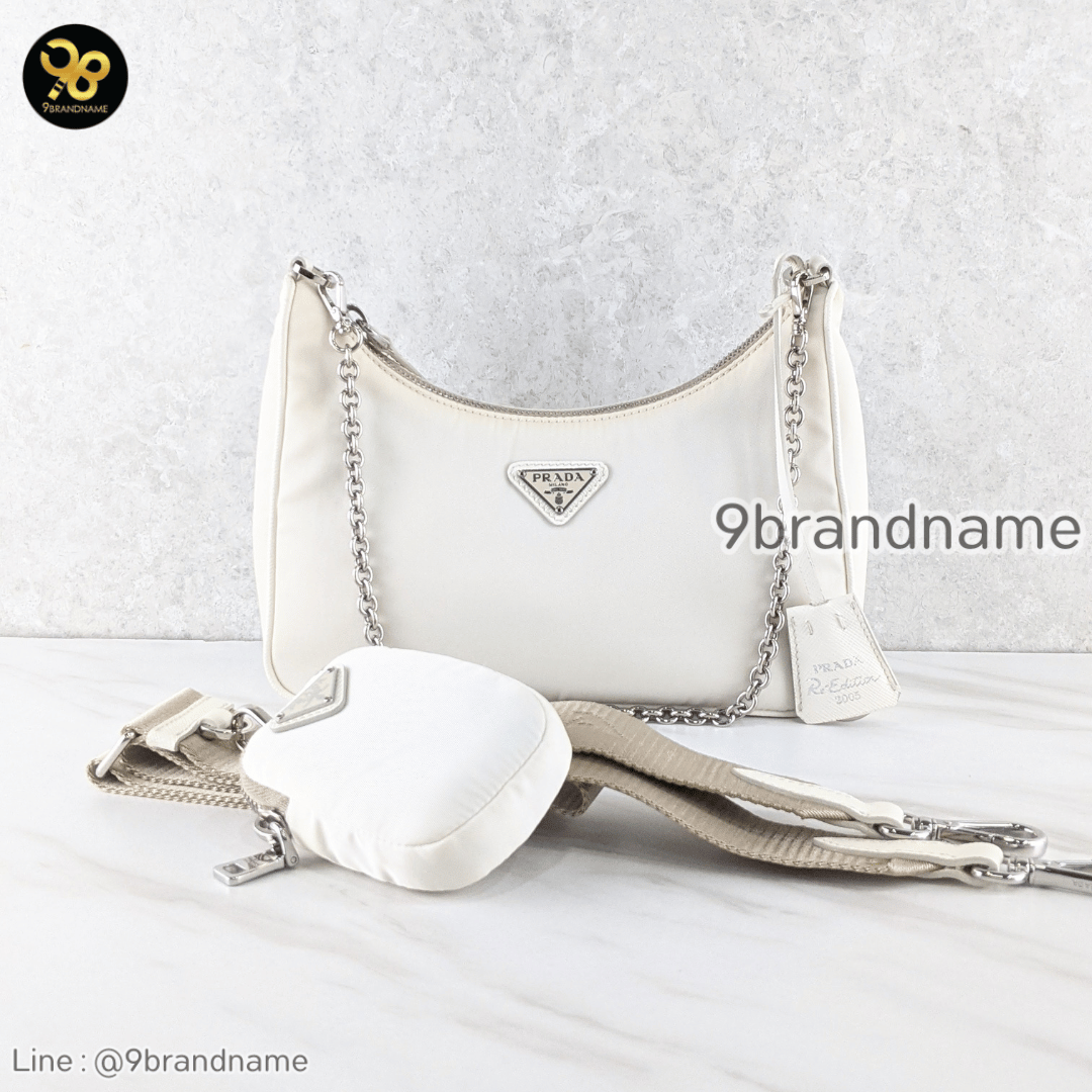 Prada Re-Edition 2005 Re Nylon Shoulder Bag -White