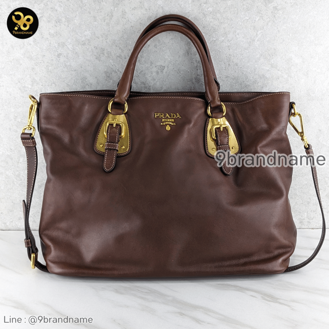 Prada Soft Calfskin Leather Shopping Tote Bag