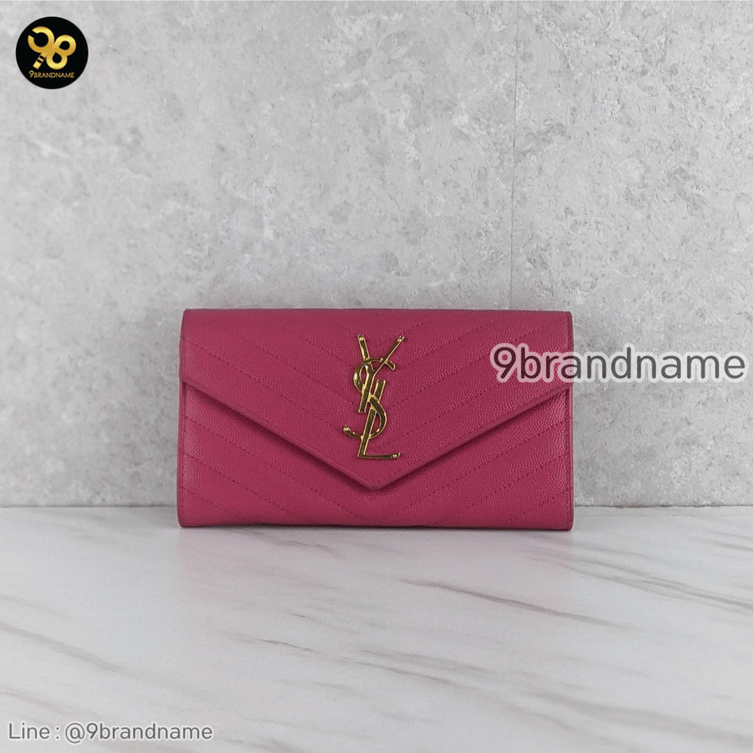 YSL Sun Monogram Flap wallet Long Gold Metal Fittings 372264