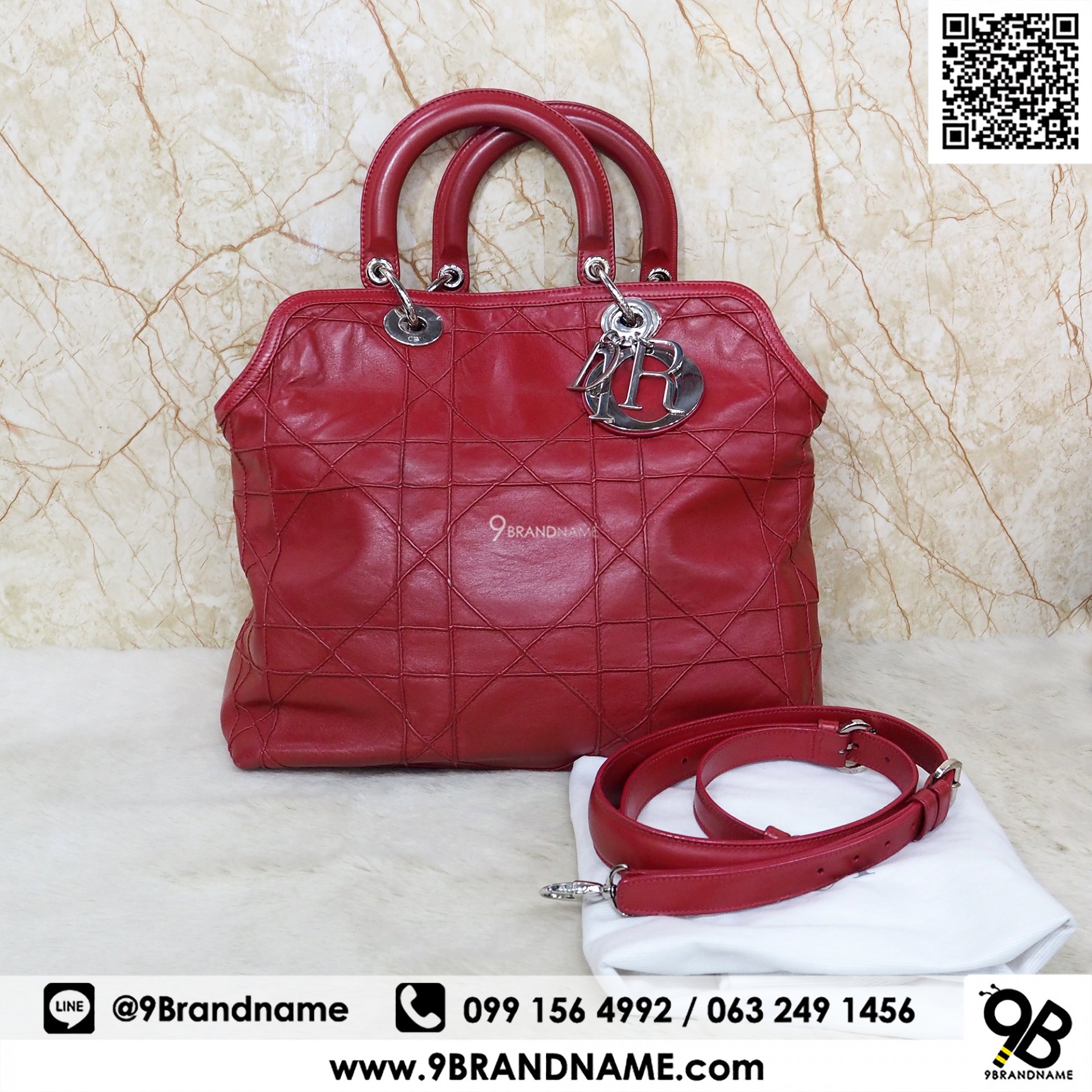 Dior Granville Tote Bag Lamb Skin Red Color SHW