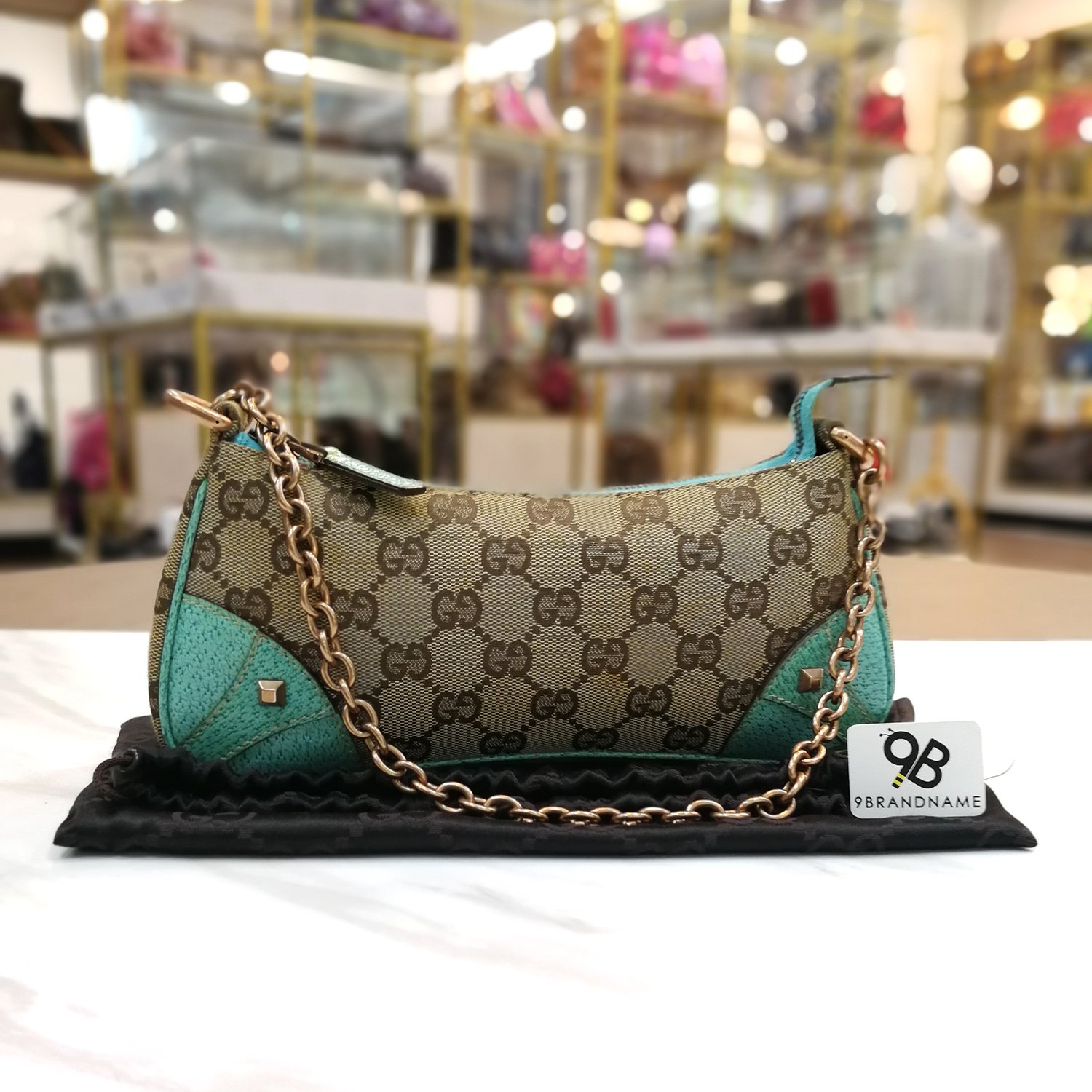 Used - Gucci Accessory Pouch GG Canvas Shoulder Bag​ Blue