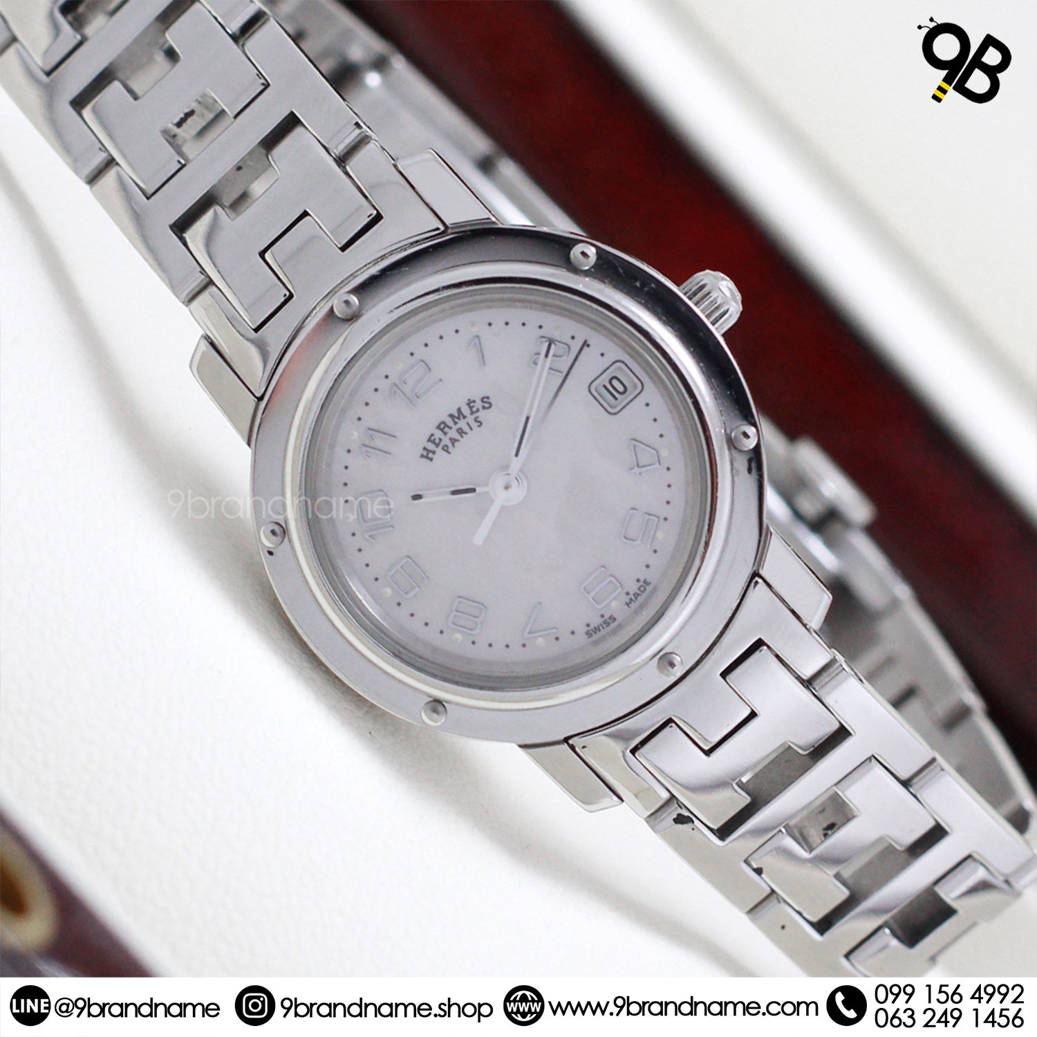 Hermes Clipper lady's wristwatch in stainless steel white dial Ref  CL4.210 Circa 2000
