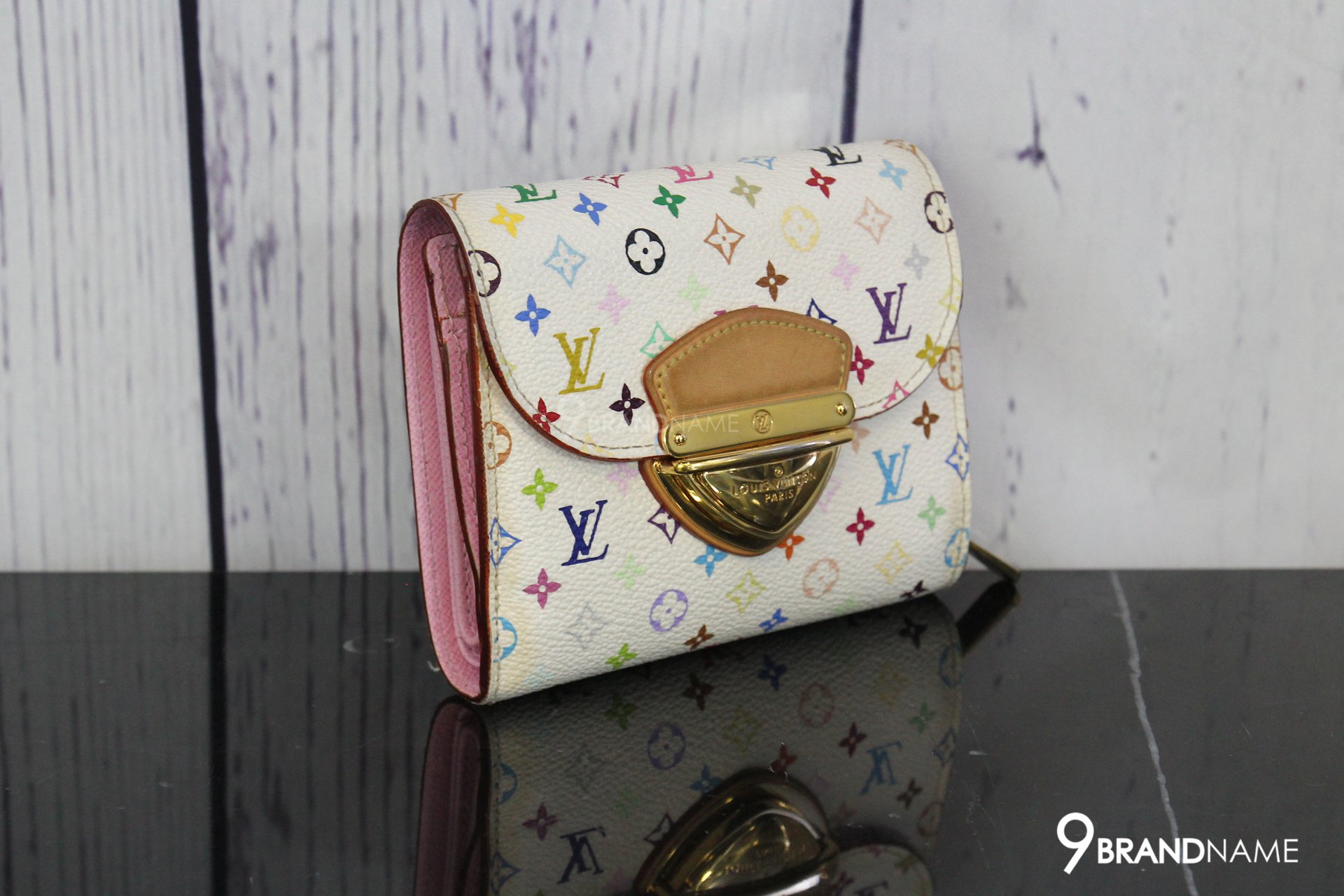 LOUIS VUITTON Porutofoiyu Joy tri-fold wallet Monogram Multi-Color PVC leather white 01