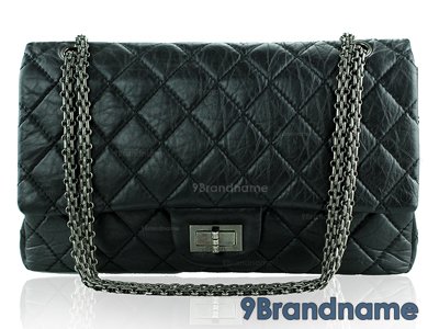 Chanel Reissue 227 Double Flap Black Calf Skin - Used Authentic Bag