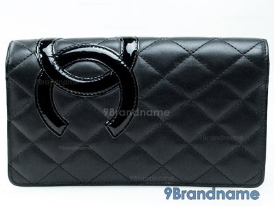 Chanel Long Wallet Cambon Lambskin Logo Black - Used Authentic Bag กระเป๋าตังชาแนลใบยาว2พับ หนังแท้สีดำ ด้านในสีแดง ของแท้มือสองสภาพดีค่ะ