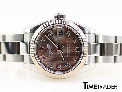 Rolex Datejust Steel Lady Size นาฬิกาโรเล็กซ์ หน้ามุกดำหลักตัวเลขอาราบิก สายเหล็กเต้าหู้ตัน ขายนาฬิกาโรเล็กซ์ของแท้มือสอง สภาพดีค่ะ
