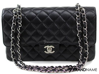 Chanel Classic 10 Black Caviar SHW - Used Authentic Bag กระเป๋าชาแนล คลาสสิค ไซส์10นิ้ว สีดำหนังคาเวีย อะไหล่สีเงิน รุ่นนิยมตลอดกาล ของแท้ใหม่ค่ะ