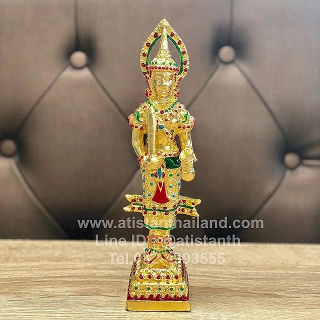 พระภูมิชัยมงคลทองเหลืองปิดทองแท้100% ลงยา