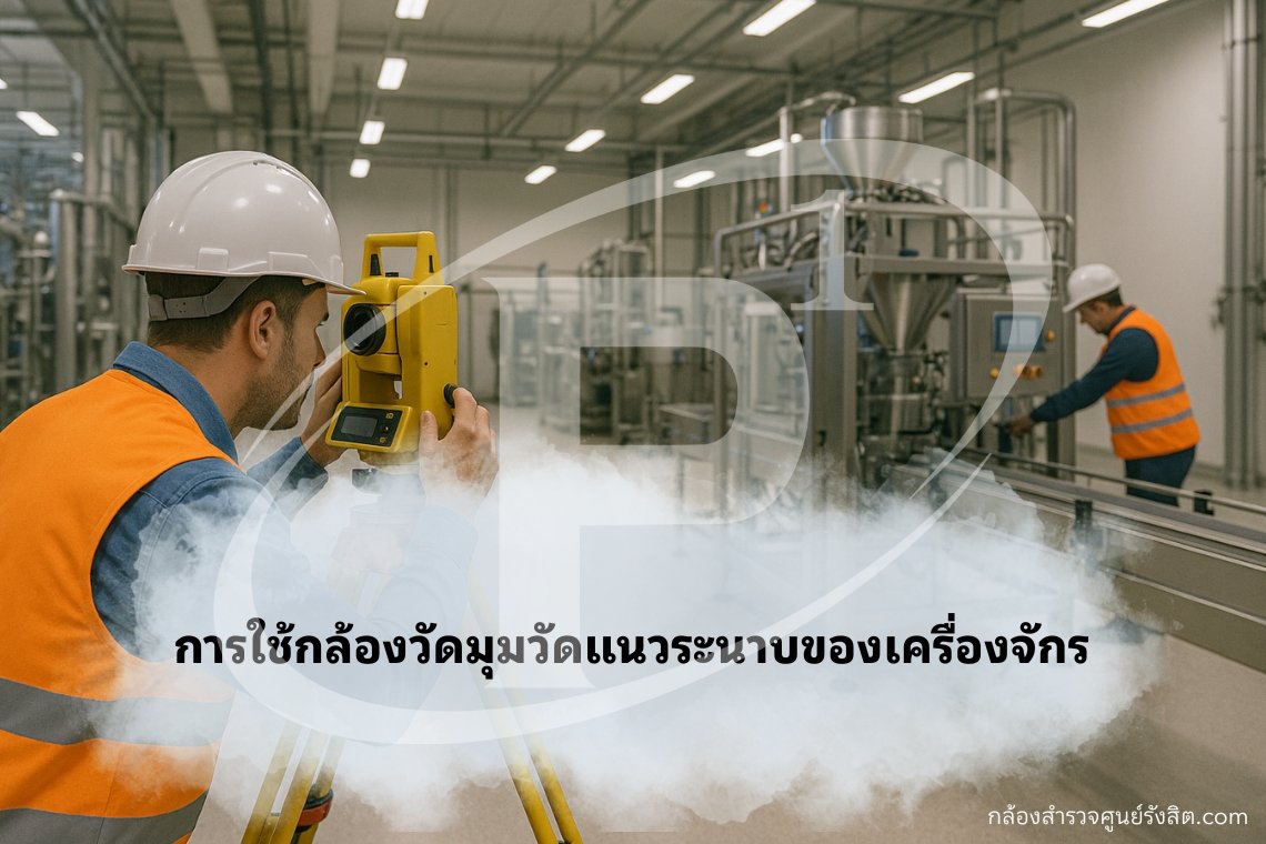 การใช้กล้องวัดมุมวัดแนวระนาบของเครื่องจักร