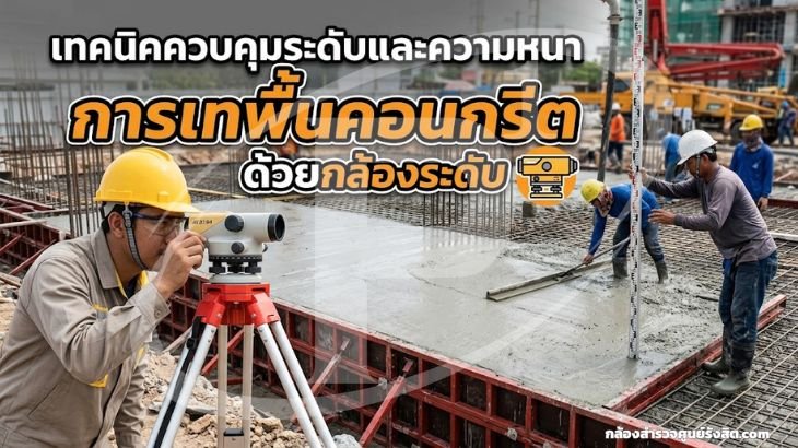 เทคนิคควบคุมระดับและความหนาการเทพื้นคอนกรีตด้วยกล้องระดับ