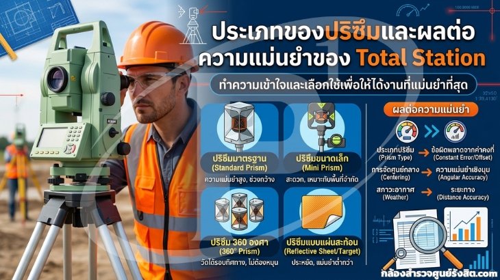 ประเภทของปริซึมและผลต่อความแม่นยำของ Total Station