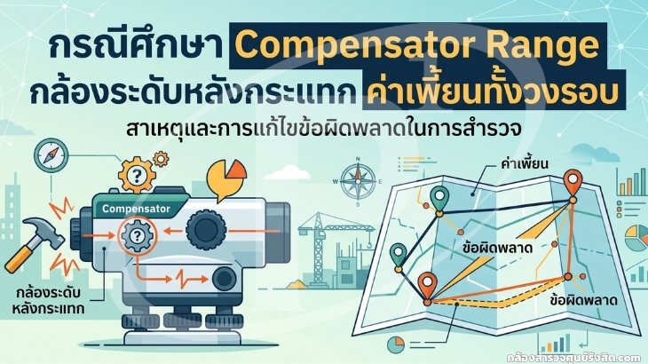 กรณีศึกษา Compensator Range กล้องระดับหลังกระแทก ค่าเพี้ยนทั้งวงรอบ
