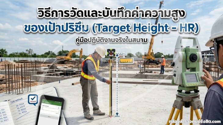 วิธีการวัดและบันทึกค่าความสูงของเป้าปริซึม (Target Height - HR)