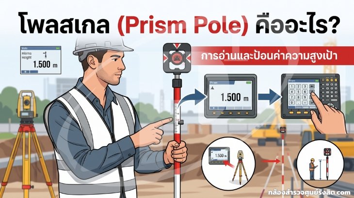 โพลสเกล (Prism Pole) คืออะไร? การอ่านและป้อนค่าความสูงเป้า 