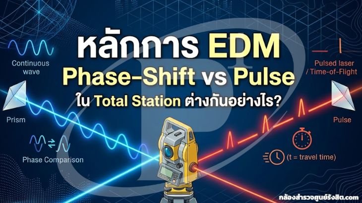 หลักการ EDM แบบ Phase-Shift vs Pulse ใน Total Station ต่างกันอย่างไร