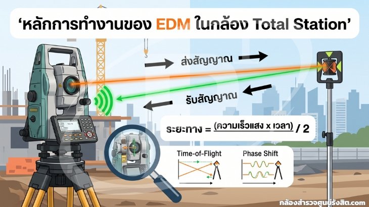 หลักการทำงานของ EDM ในกล้อง Total Station