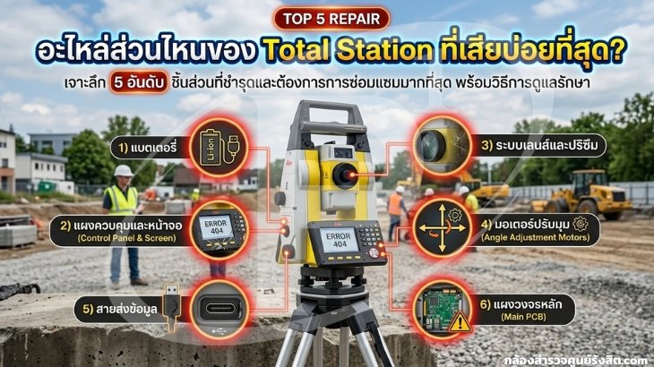 อะไหล่ส่วนไหนของ Total Station ที่เสียบ่อยที่สุด?