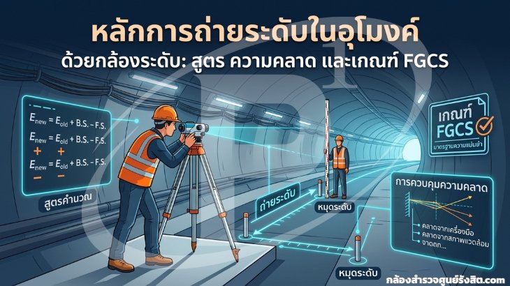 หลักการถ่ายระดับในอุโมงค์ด้วยกล้องระดับ: สูตร ความคลาด และเกณฑ์ FGCS