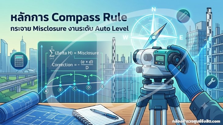 หลักการ Compass Rule กระจาย Misclosure งานระดับ Auto Level