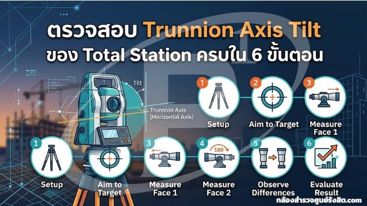 ตรวจสอบ Trunnion Axis Tilt ของ Total Station ครบใน 6 ขั้นตอน