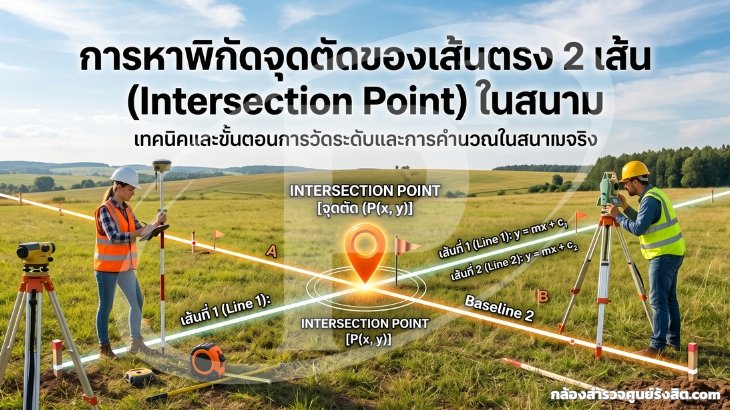 การหาพิกัดจุดตัดของเส้นตรง 2 เส้น (Intersection Point) ในสนาม