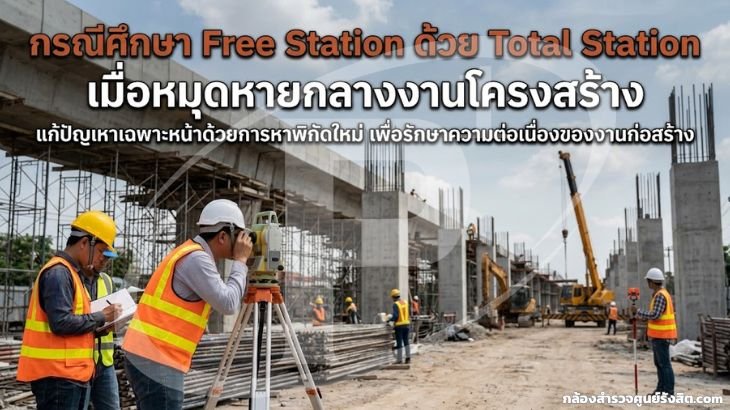 กรณีศึกษา Free Station ด้วย Total Station เมื่อหมุดหายกลางงานโครงสร้าง