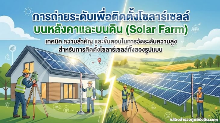  การถ่ายระดับเพื่อติดตั้งโซลาร์เซลล์บนหลังคาและบนดิน (Solar Farm)