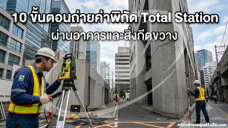 ขั้นตอนถ่ายค่าพิกัด Total Station ผ่านอาคารและสิ่งกีดขวาง