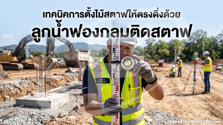 เทคนิคการตั้งไม้สตาฟให้ตรงดิ่งด้วย "ลูกน้ำฟองกลมติดสตาฟ"