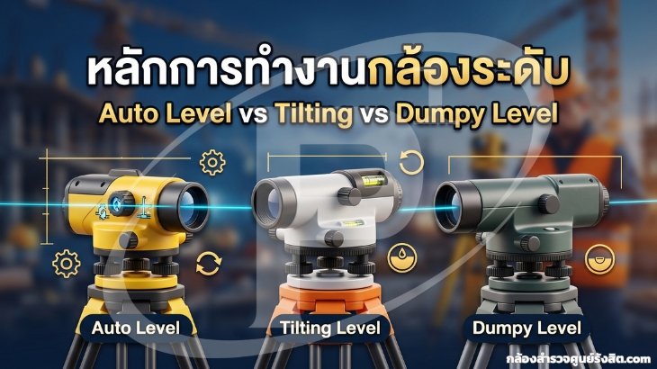 หลักการทำงานกล้องระดับ: Auto Level vs Tilting vs Dumpy Level