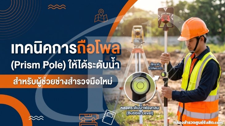 เทคนิคการถือโพล (Prism Pole) ให้ได้ระดับน้ำ สำหรับผู้ช่วยช่างสำรวจมือใหม่