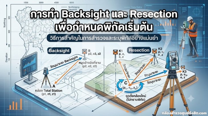 การทำ Backsight และ Resection เพื่อกำหนดพิกัดเริ่มต้น