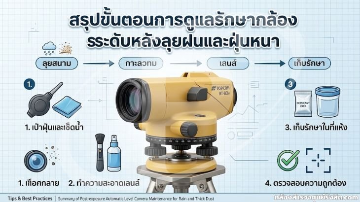 สรุปขั้นตอนการดูแลรักษากล้องระดับหลังลุยฝนและฝุ่นหนา